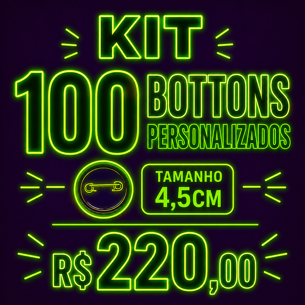 Kit 100 Bottons Personalizados – 4,5 cm